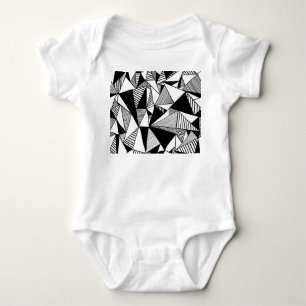 Mosaikdreiecke, Schwarz-weiße Textur. Baby Strampler
