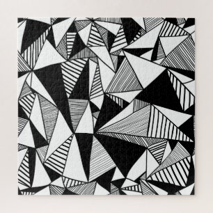 Mosaikdreiecke, Schwarz-weiße Textur. Puzzle