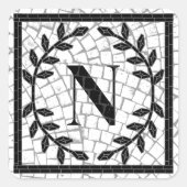 Mosaikdruck-Monogramm Quadratischer Aufkleber (Vorderseite)