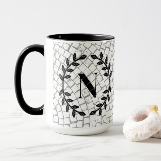 Mosaikdruck-Monogramm Tasse (Mit Donut)