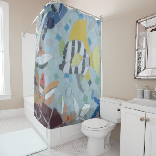 Mosaikduschvorhang unter Wasser-Welt Duschvorhang (Beispiel)