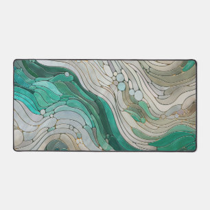 Mosaike Abstrakte Kunst - Perl, Taupe und Emerald Schreibtischunterlage
