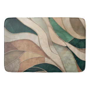 Mosaike Abstrakte Kunst - Taupe und Emerald Badematte