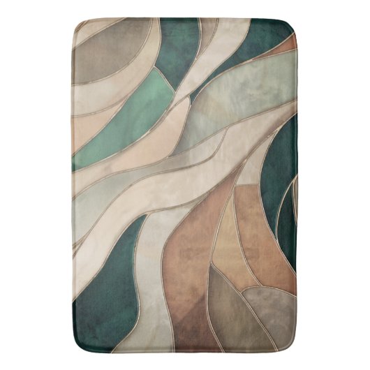 Mosaike Abstrakte Kunst - Taupe und Emerald Badematte (Vorderseite Vertikal)