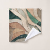 Mosaike Abstrakte Kunst - Taupe und Emerald Badhandtuch Set (Waschlappen)