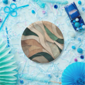 Mosaike Abstrakte Kunst - Taupe und Emerald Pappteller (Party)