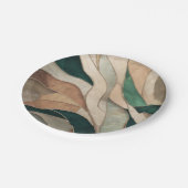 Mosaike Abstrakte Kunst - Taupe und Emerald Pappteller (Schrägansicht)