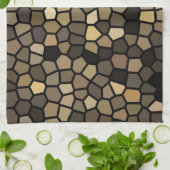 Mosaike aus Schwarz, Beige und Braun Geschirrtuch (Gefaltet)