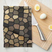 Mosaike aus Schwarz, Beige und Braun Geschirrtuch (Viertel Falte)