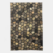 Mosaike aus Schwarz, Beige und Braun Geschirrtuch (Vertikal)