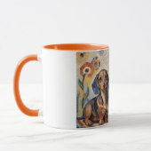 Mosaike Dackel Kaffeekochse Tasse (Links)