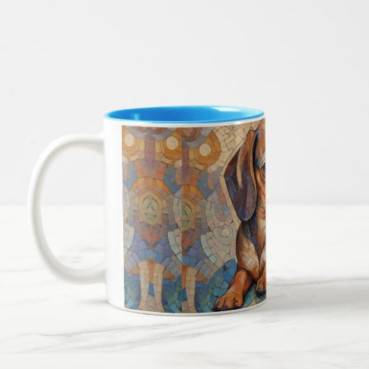 Mosaike Dackel Kaffeekochse Tasse (Links)