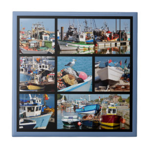 Mosaike Fotos von Fischerbooten Fliese