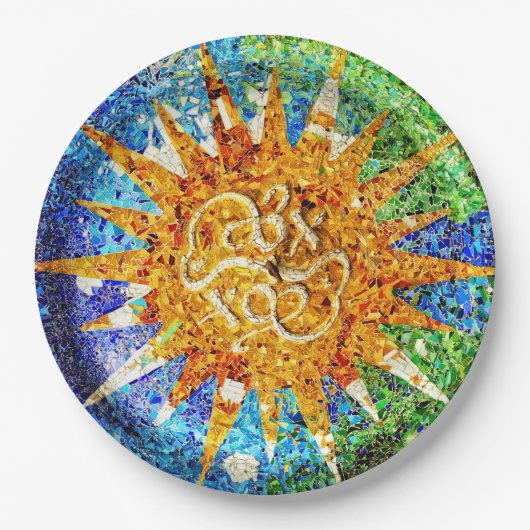 Mosaike Park Guell Pappteller (Vorderseite)
