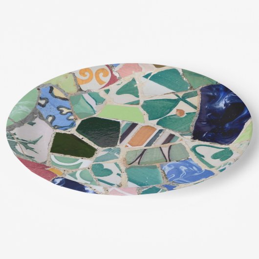 Mosaike Park Guell Pappteller (Schrägansicht)