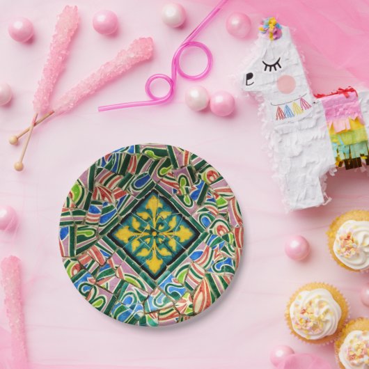 Mosaike Park Guell Pappteller (Party)