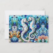Mosaike Seepferde Romantischer Strand RSVP Karte (Rückseite)