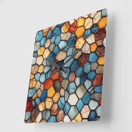Mosaike Wall Clock Quadratische Wanduhr (Winkel)