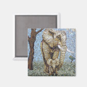 Mosaikelefant Magnet (Vorderseite/Rückseite)