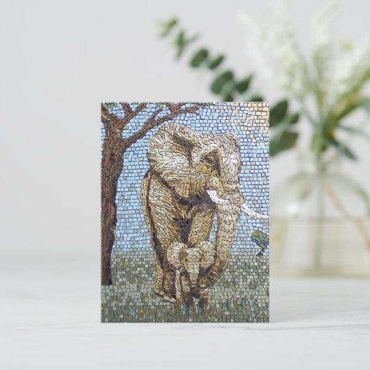 Mosaikelefant Postkarte (Stehend Vorderseite)