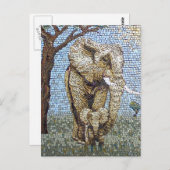 Mosaikelefant Postkarte (Vorne/Hinten)