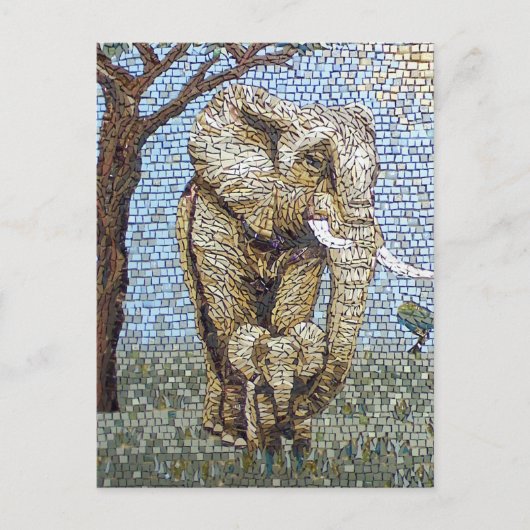 Mosaikelefant Postkarte (Vorderseite)