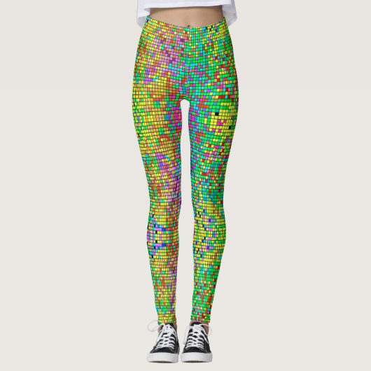 Mosaikfarbener Glitzer Leggings (Vorderseite)