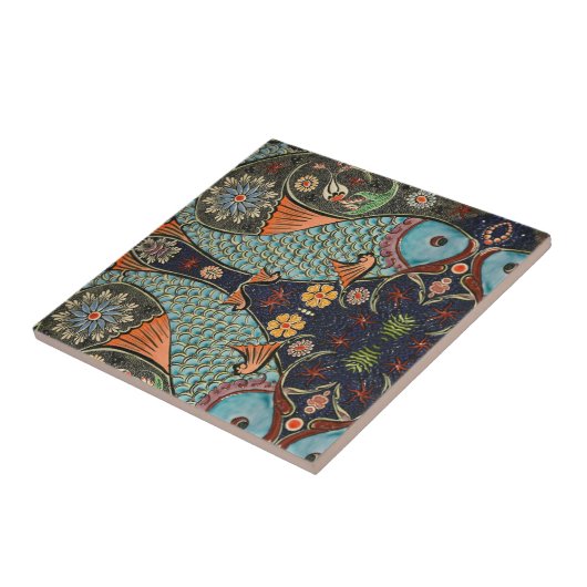 Mosaikfisch Aquamarin / Türkis Modernes Muster ein Fliese (Seite)