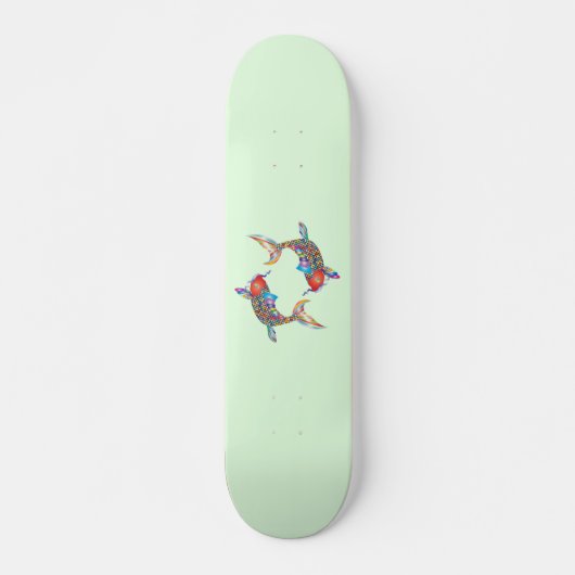 Mosaikfisch auf Grün Skateboard (Vorne)