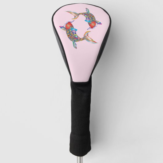 Mosaikfisch auf rosa golf headcover (Vorderseite)