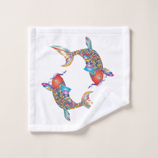 Mosaikfisch Badhandtuch Set (Waschlappen)