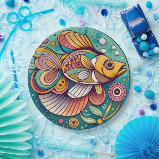 Mosaikfisch Pappteller (Party)