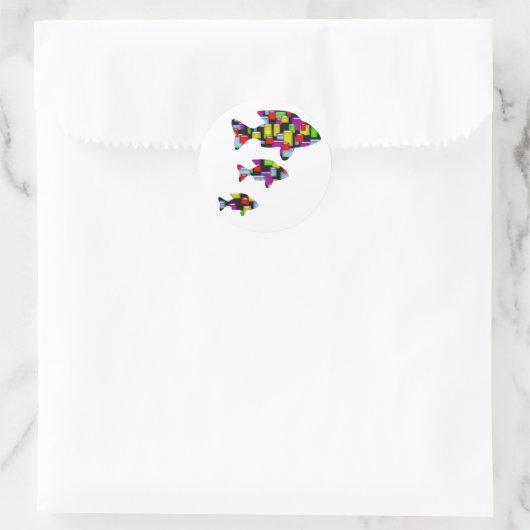 Mosaikfisch Runder Aufkleber (Tasche)