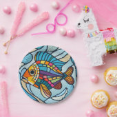 Mosaikfische, Helle Farben, Aquarium Pappteller (Party)