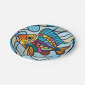 Mosaikfische, Helle Farben, Aquarium Pappteller (Schrägansicht)