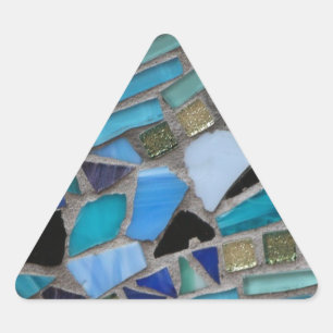 Mosaikfliesen aus blau und grün dreieckiger aufkleber