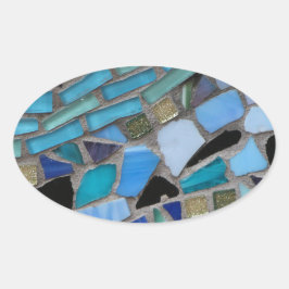 Mosaikfliesen aus blau und grün ovaler aufkleber