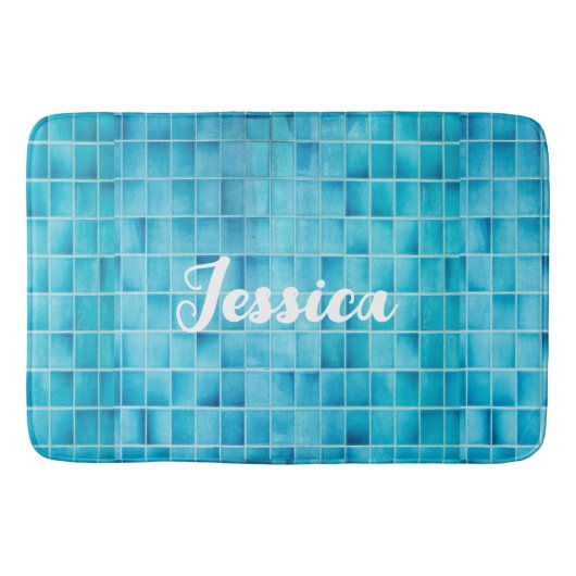 Mosaikfliesen aus blauem Glas Badematte (Vorderseite)