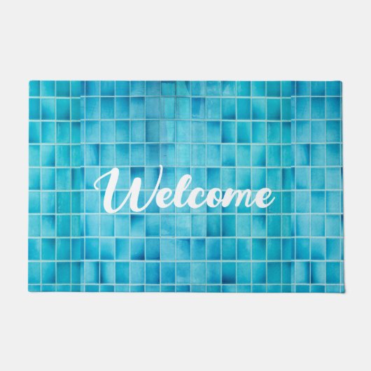Mosaikfliesen aus blauem Glas Fußmatte (Vorderseite)