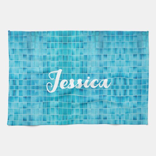 Mosaikfliesen aus blauem Glas Geschirrtuch (Horizontal)