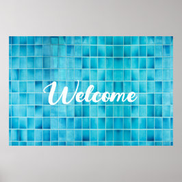 Mosaikfliesen aus blauem Glas Poster