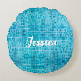 Mosaikfliesen aus blauem Glas Rundes Kissen