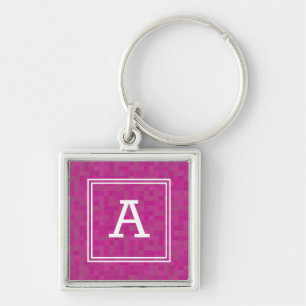 Mosaikfliesen aus rosa Fuchsia personalisiert Schlüsselanhänger