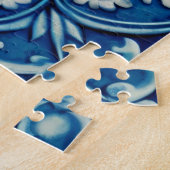 Mosaikfliesen der blauen Marine. Abstraktes Blumen Puzzle (Seite)