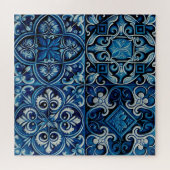 Mosaikfliesen der blauen Marine. Abstraktes Blumen Puzzle (Horizontal)