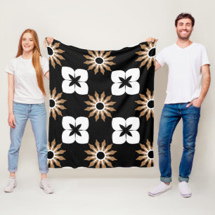 Mosaikfliesen, Vintage Keramik Schwarz/Weiß Fleecedecke