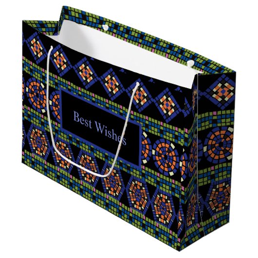 Mosaikgeschenktasche Große Geschenktüte (Vorderseite Schrägansicht)