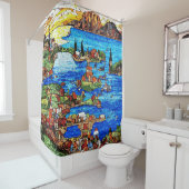 Mosaikgestanztes Glas des Mittelmeers Duschvorhang (Beispiel)