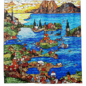 Mosaikgestanztes Glas des Mittelmeers Duschvorhang (Vorderseite)