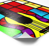 Mosaikgitarre aus Buntglas Fotodruck (Ecke)